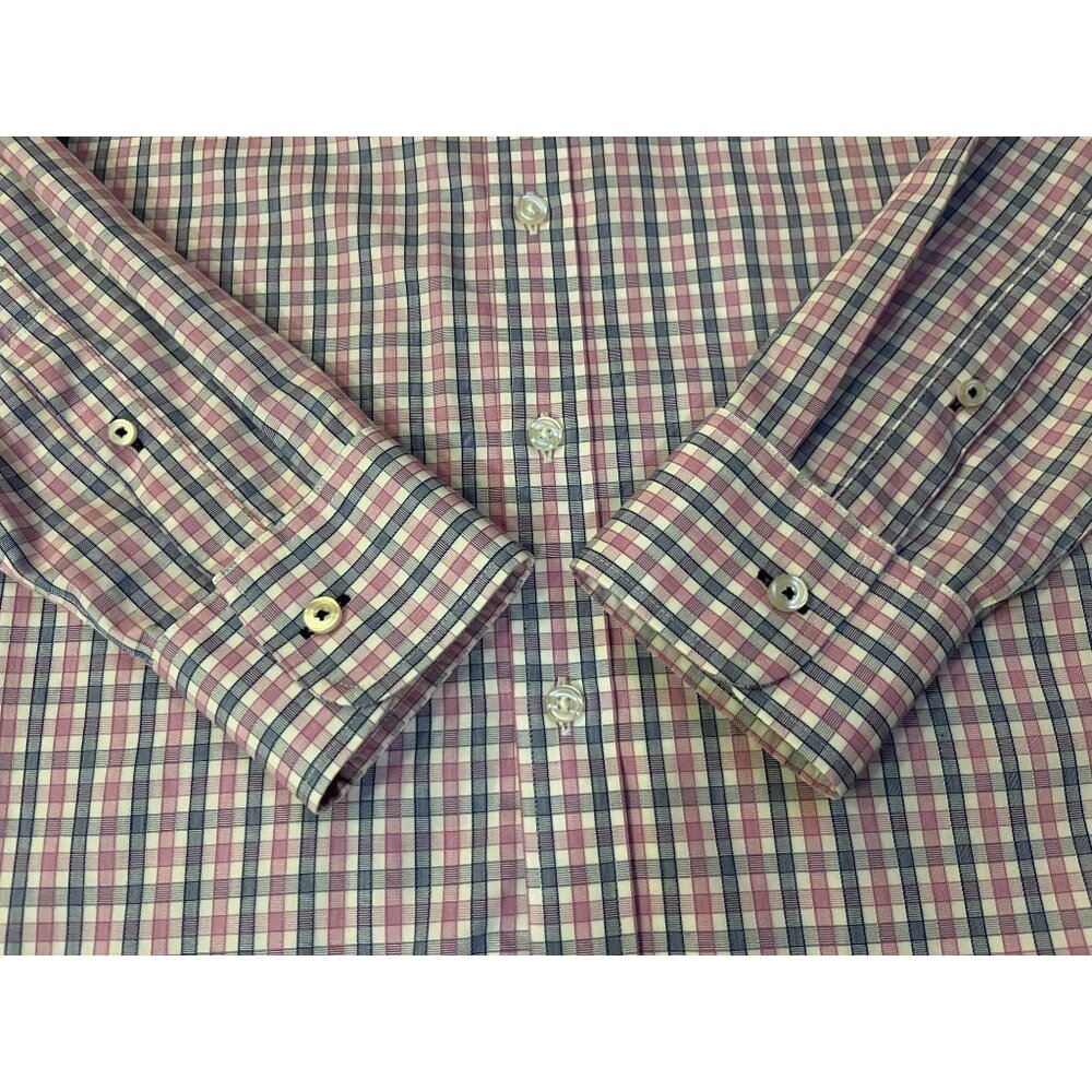 Untuckit Shirt Mens M Slim Fit Wrinkle Free Blue Pink Plaid Long Sleeve Used - Picture 4 of 13